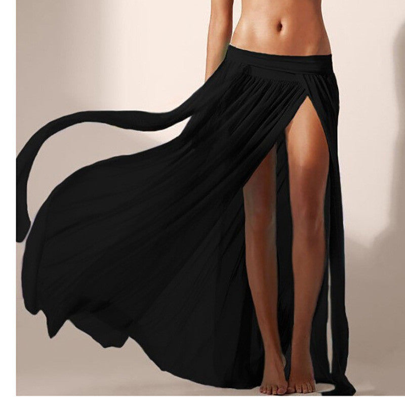 Flamingo Beach Skirt Wrap - Black