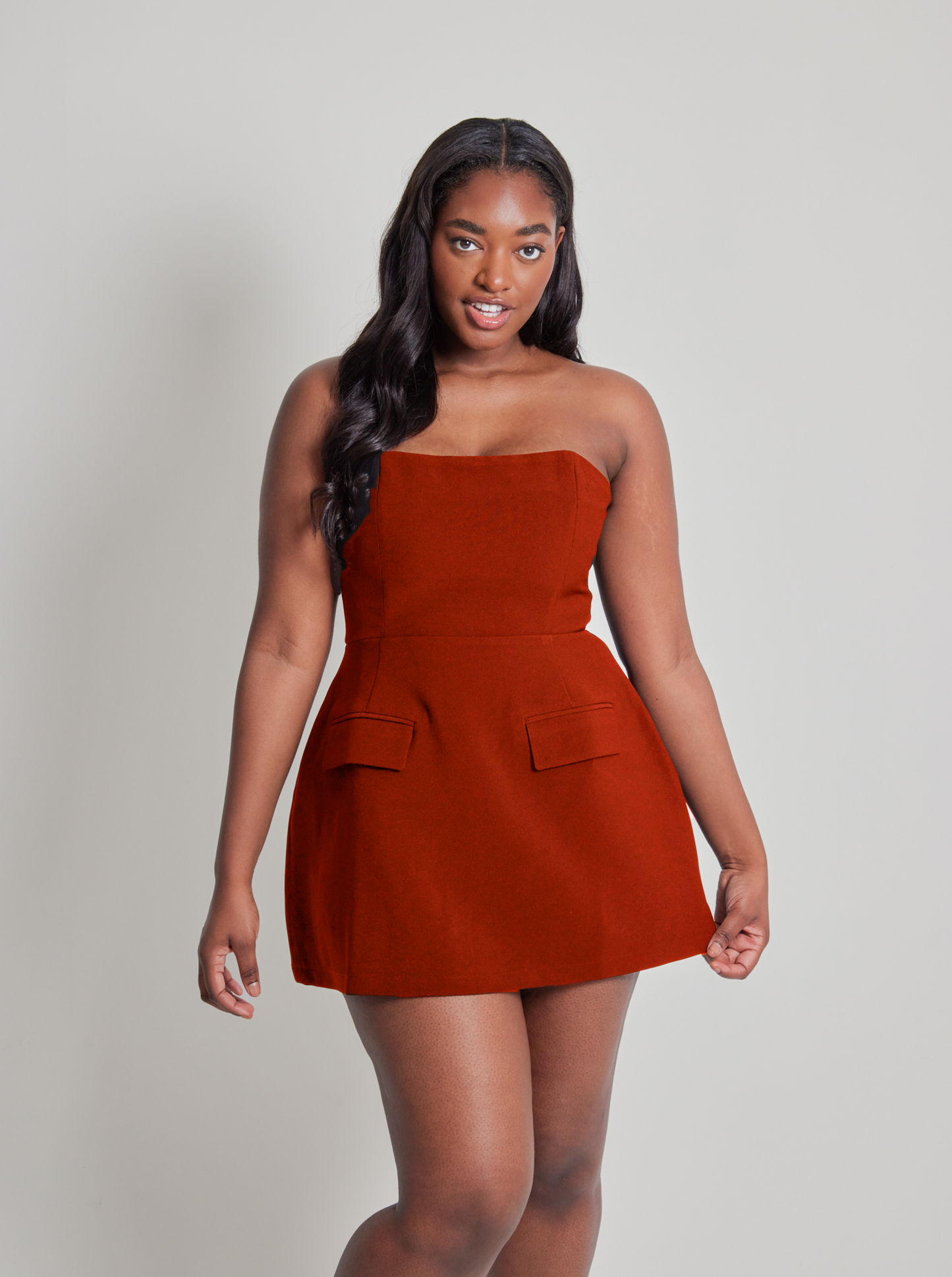 strapless mini dress red