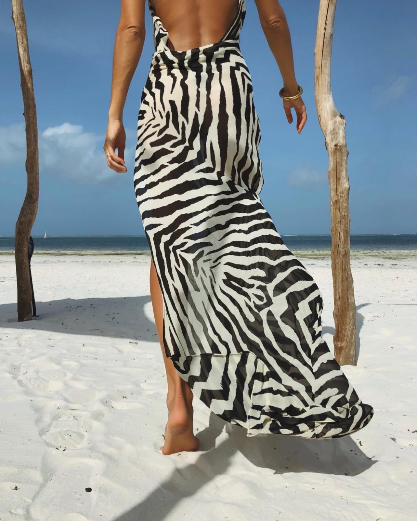 zebra print beach dress