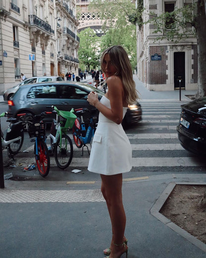 white strapless dress short