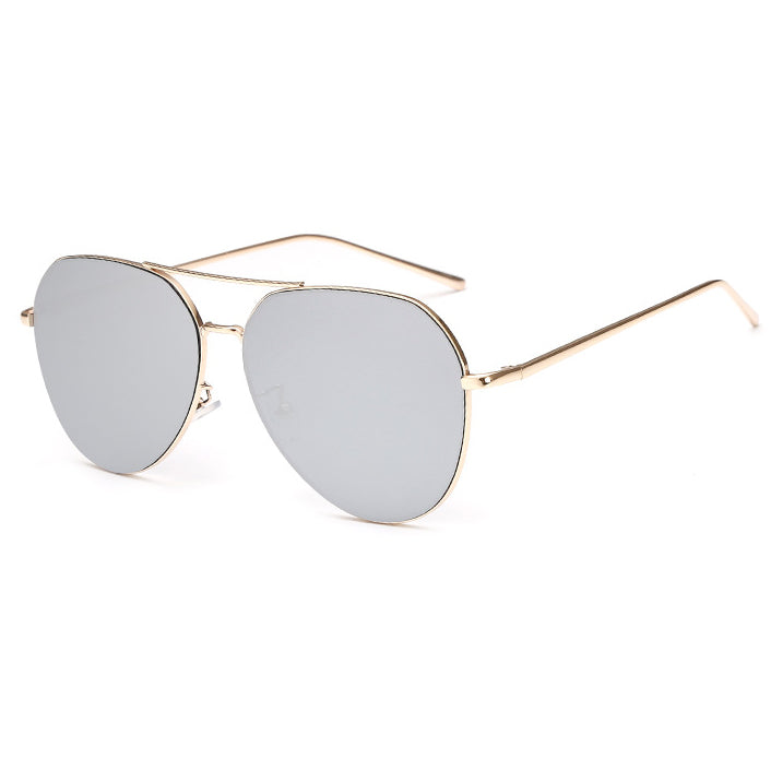 Briella Mirrored Aviator Sunglasses-Silver Lens / Gold Frame