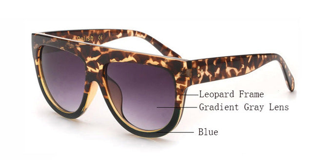 Amaro Flat Top Gradient Sunglasses-Grey Lens / Leopard Blue Frame
