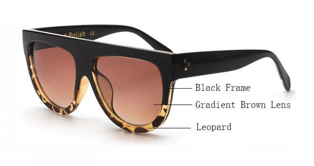 Amaro Flat Top Gradient Sunglasses-Brown Lens / Black Leopard Frame