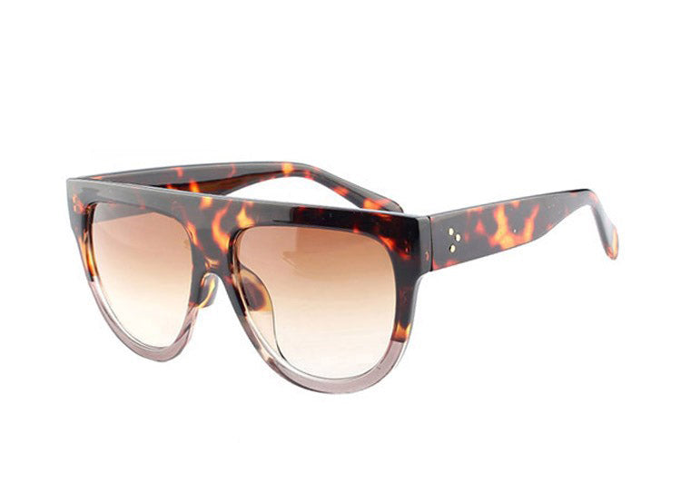 Amaro Flat Top Gradient Sunglasses-Brown Lens / Leopard Grey Frame