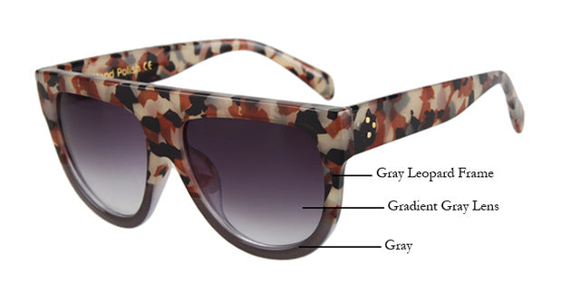 Amaro Flat Top Gradient Sunglasses-Grey Lens / Grey Leopard Frame