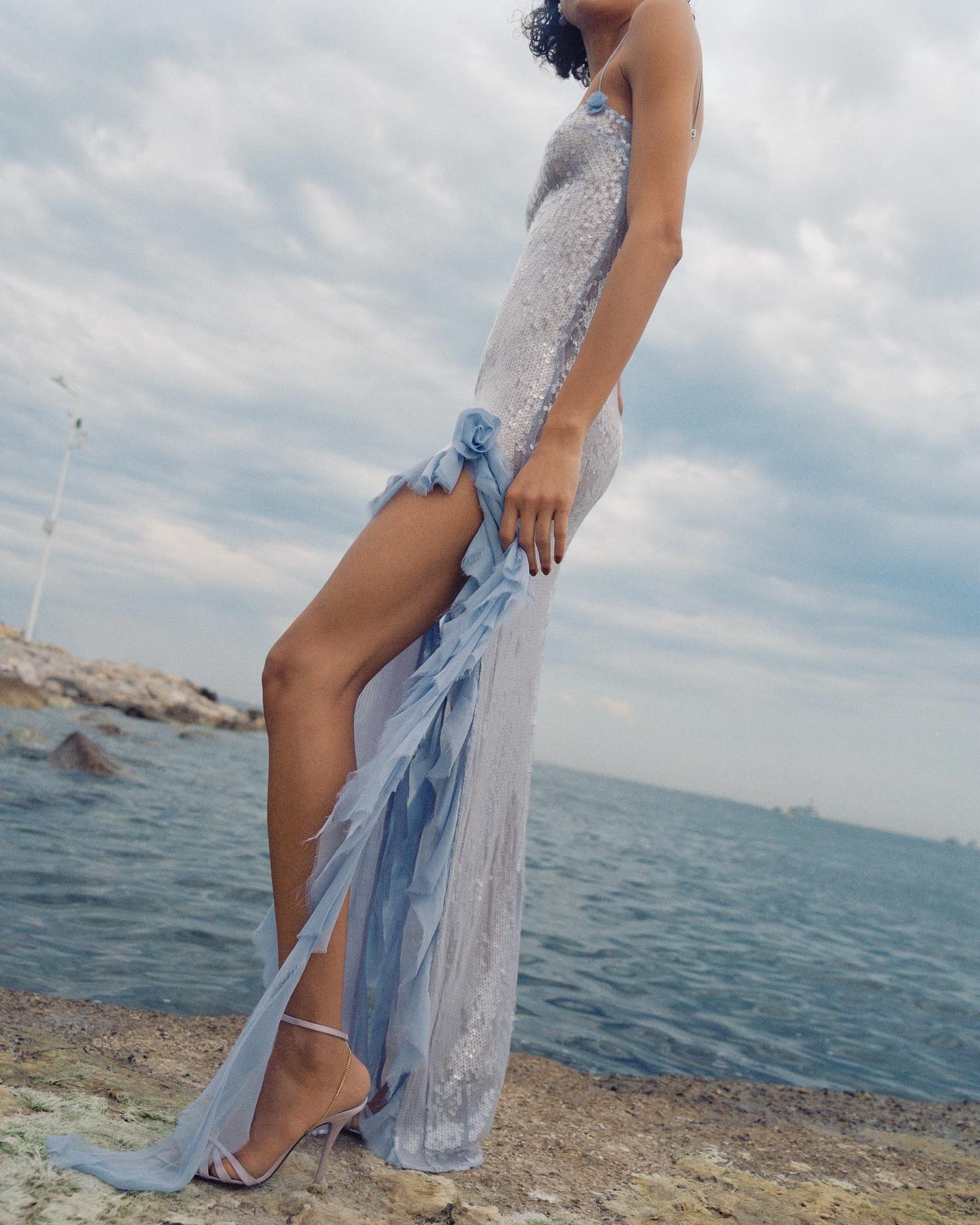 pale blue sequin gown