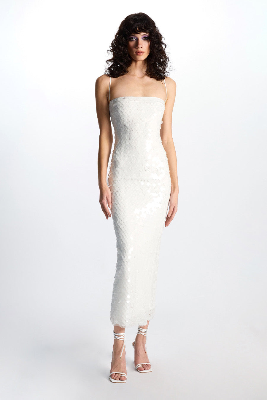 white long sequin dress