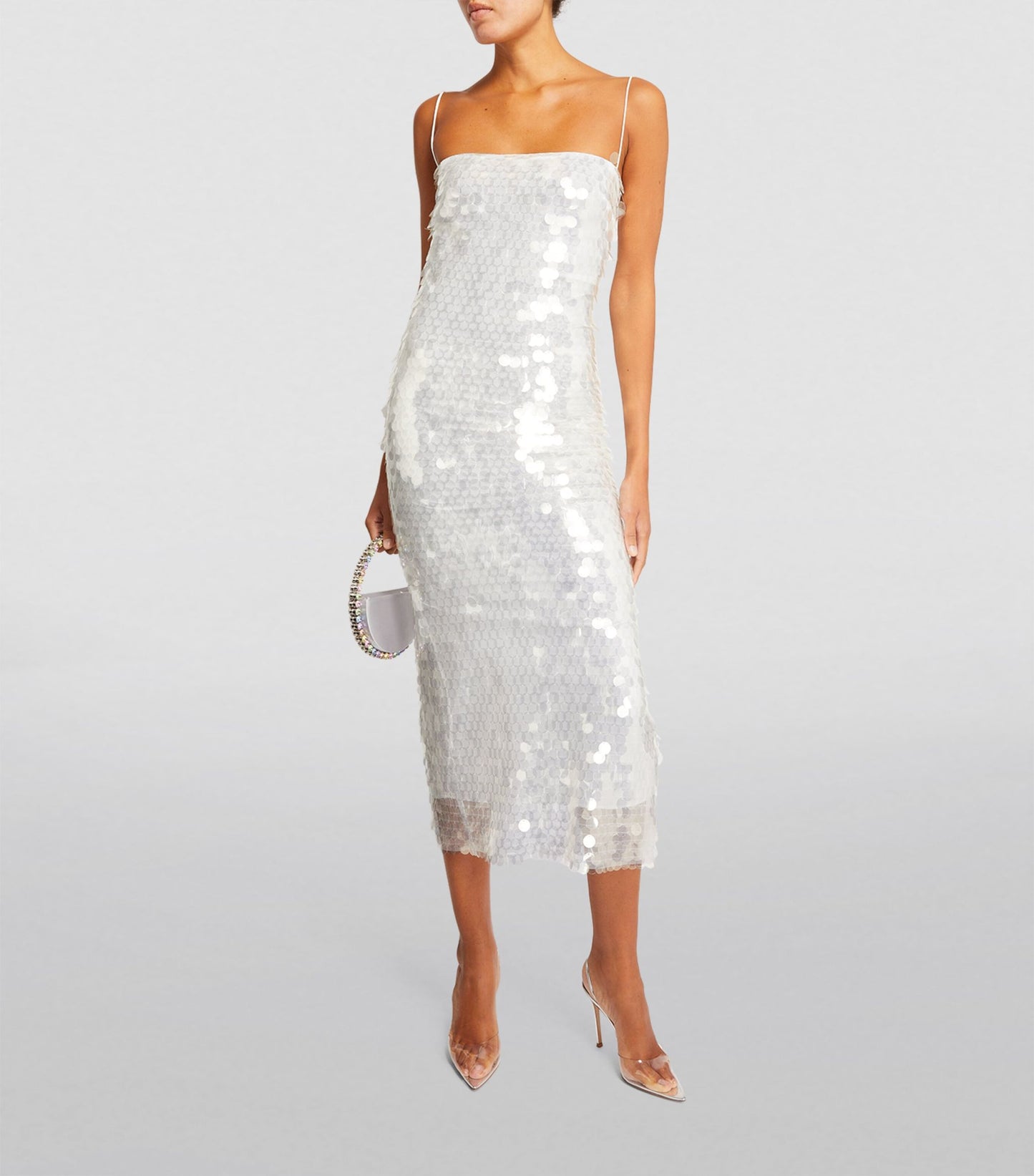 white midi sequin dress