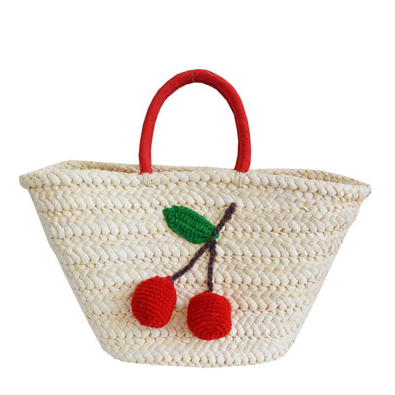 Cherries Straw Tote Beach Bag