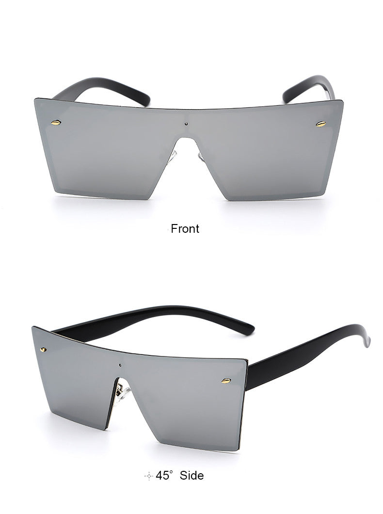 Lilya Rectangular Sunglasses-Silver Lens / Black Frame