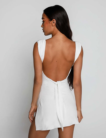 white open back dress