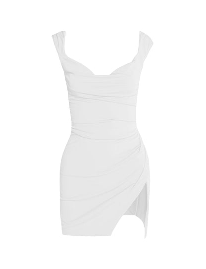white slit dress