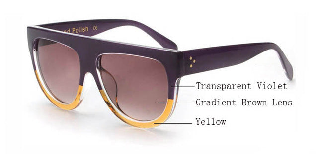 Amaro Flat Top Gradient Sunglasses-Brown Lens / Violet Yellow Frame