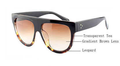 Amaro Flat Top Gradient Sunglasses-Brown Lens / Tea Leopard Frame