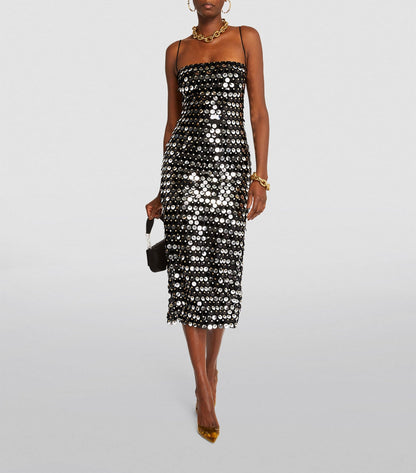 black and silver sequin dress