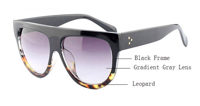 Amaro Flat Top Gradient Sunglasses-Grey Lens / Black Leopard Frame