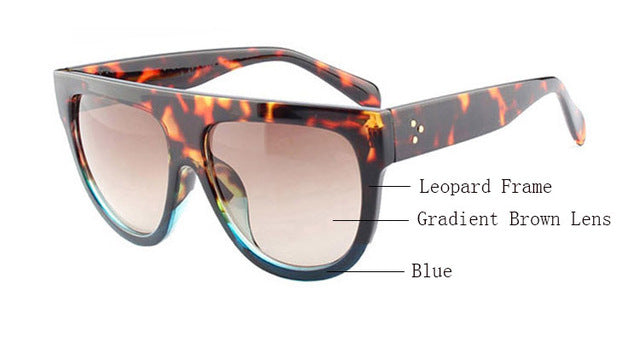 Amaro Flat Top Gradient Sunglasses-Brown Lens / Leopard Blue Frame