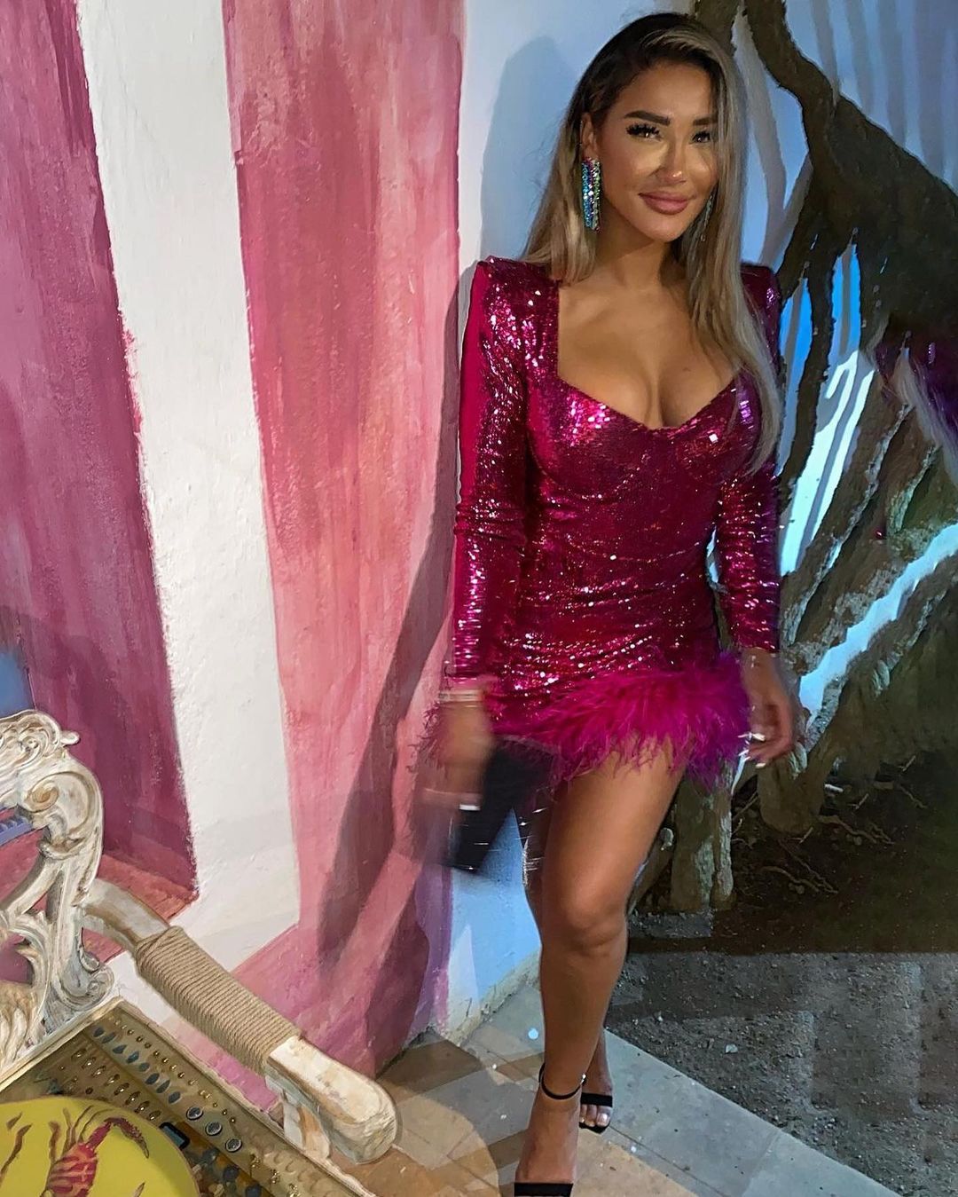 hot pink sparkly dress