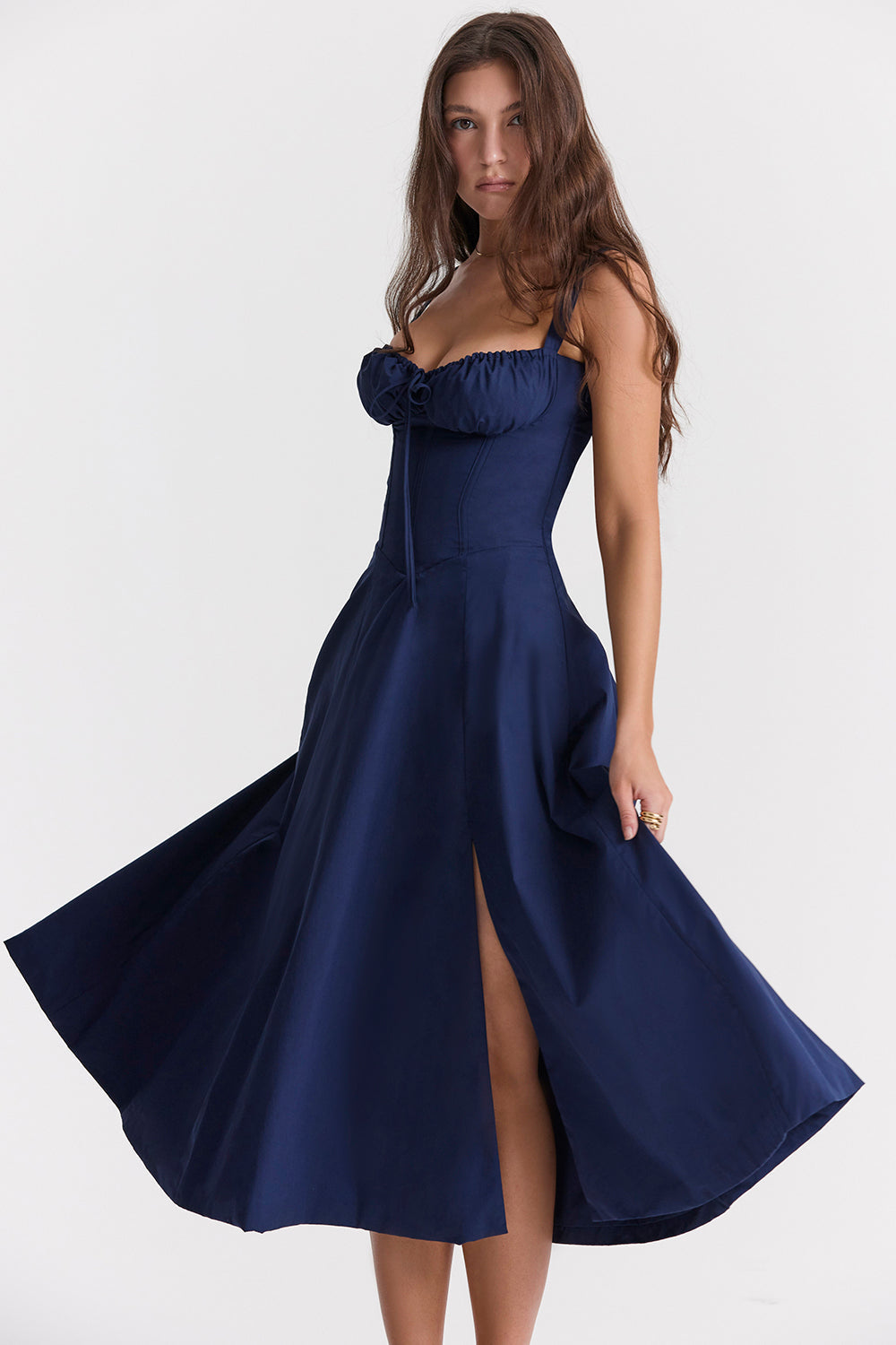 navy blue summer midi dress