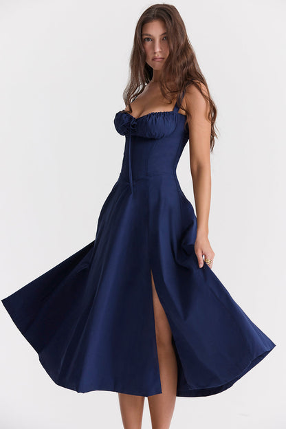 navy blue summer midi dress