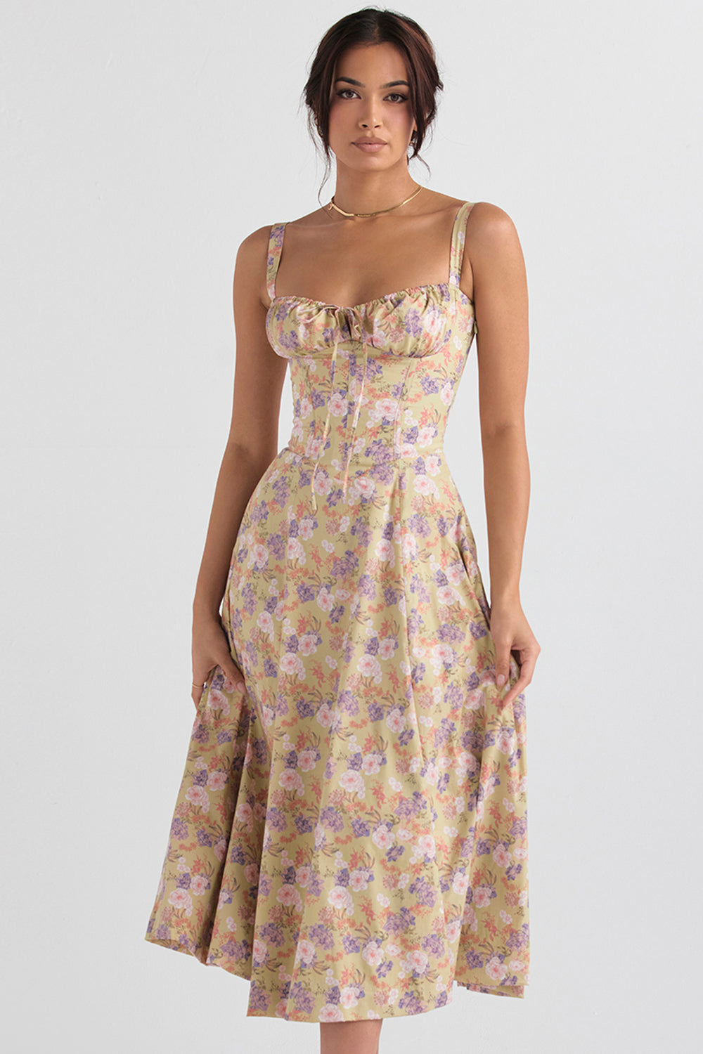floral print bustier dress