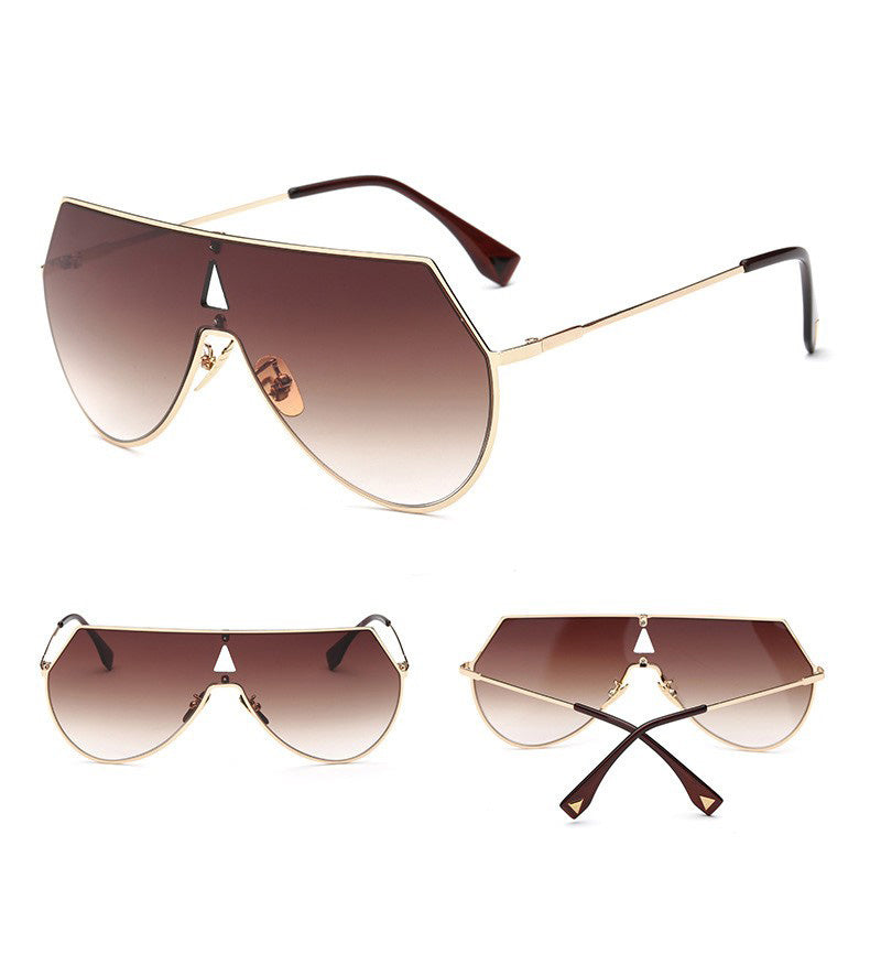Mari Fashion Aviator Glasses-brown-gold