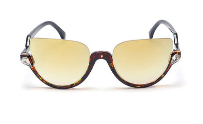 Hanna Half Frame Sunglasses-Brown Lens / Leopard Frame