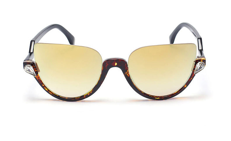Hanna Half Frame Sunglasses-Brown Lens / Leopard Frame