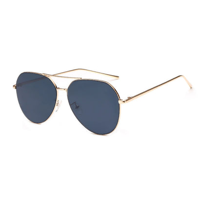 Briella Mirrored Aviator Sunglasses-Black Lens / Gold Frame
