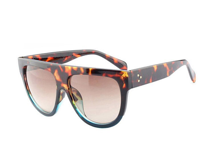 Amaro Flat Top Gradient Sunglasses-Brown Lens / Leopard Blue Frame