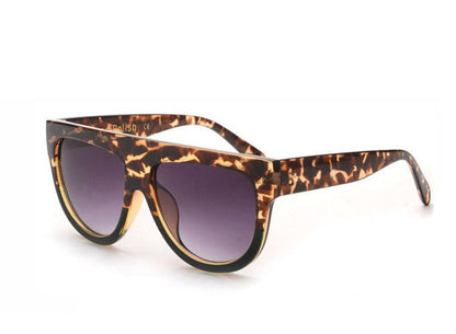 Amaro Flat Top Gradient Sunglasses-Grey Lens / Leopard Blue Frame