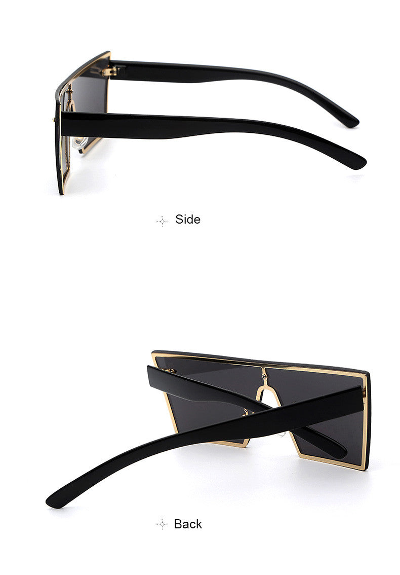 Lilya Rectangular Sunglasses-Black Lens / Black Frame
