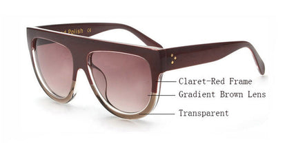 Amaro Flat Top Gradient Sunglasses-Brown Lens / Claret Red Transparent Frame