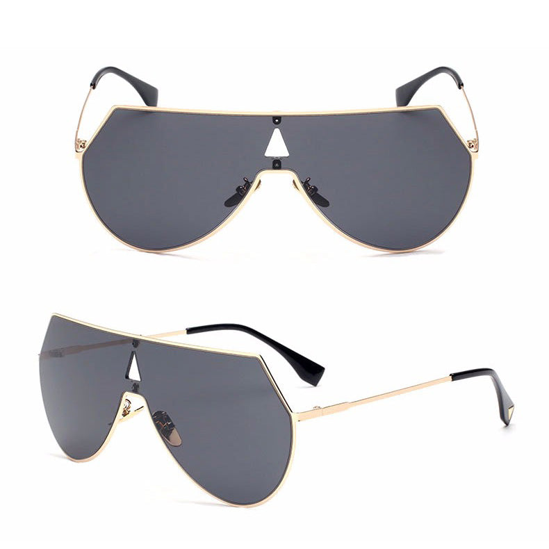 Mari Fashion Aviator Glasses-grey-gold