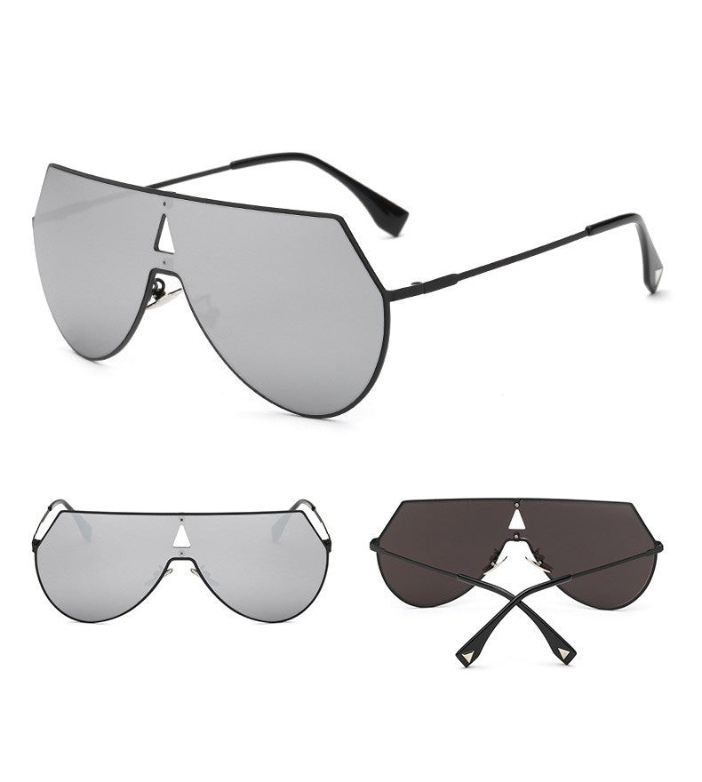 Mari Fashion Aviator Glasses-silver-black