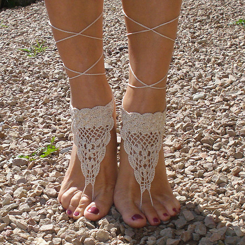 beige barefoot beach sandals