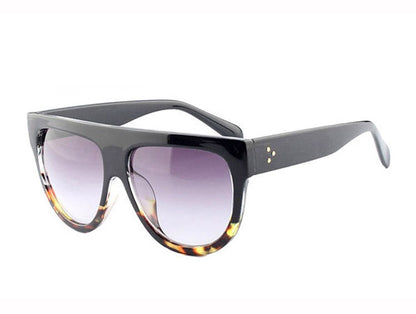 Amaro Flat Top Gradient Sunglasses-Grey Lens / Black Leopard Frame