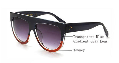 Amaro Flat Top Gradient Sunglasses-Grey Lens / Blue Tawney Frame