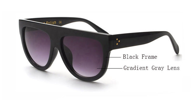 Amaro Flat Top Gradient Sunglasses-Grey Lens / Black Frame