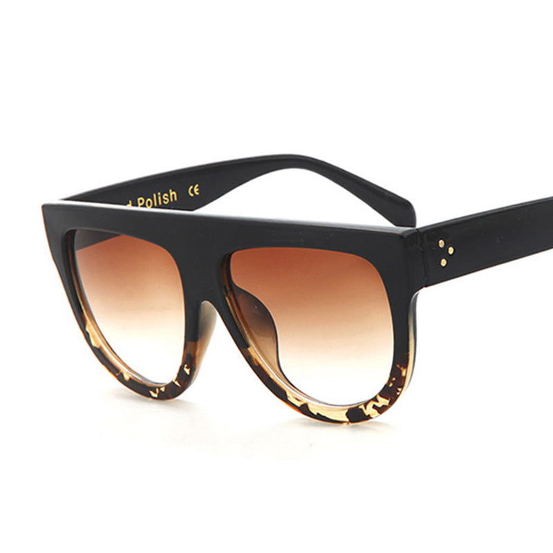 Amaro Flat Top Gradient Sunglasses-Brown Lens / Tea Leopard Frame