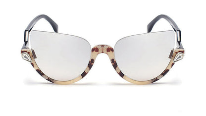 Hanna Half Frame Sunglasses-Silver Lens / Leopard Frame