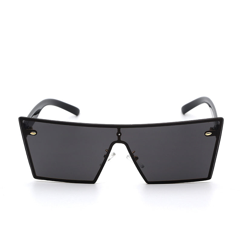 Lilya Rectangular Sunglasses-Black Lens / Black Frame