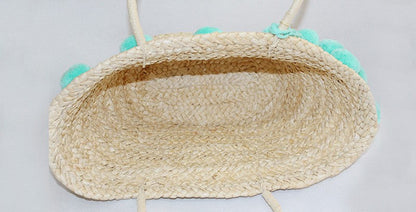 tassel straw beach bag