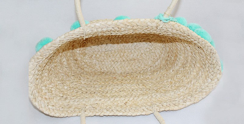 tassel straw beach bag