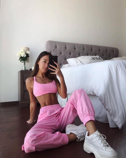 hot pink two piece set
