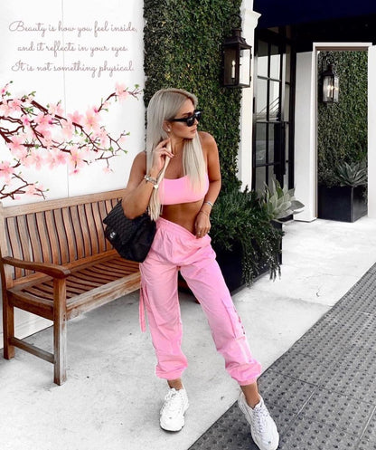 pink two piece casual set