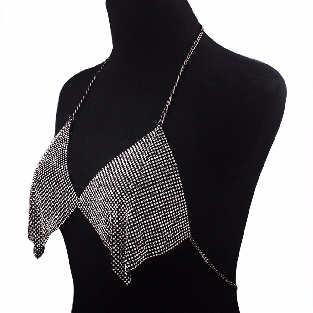 gray body chain bra