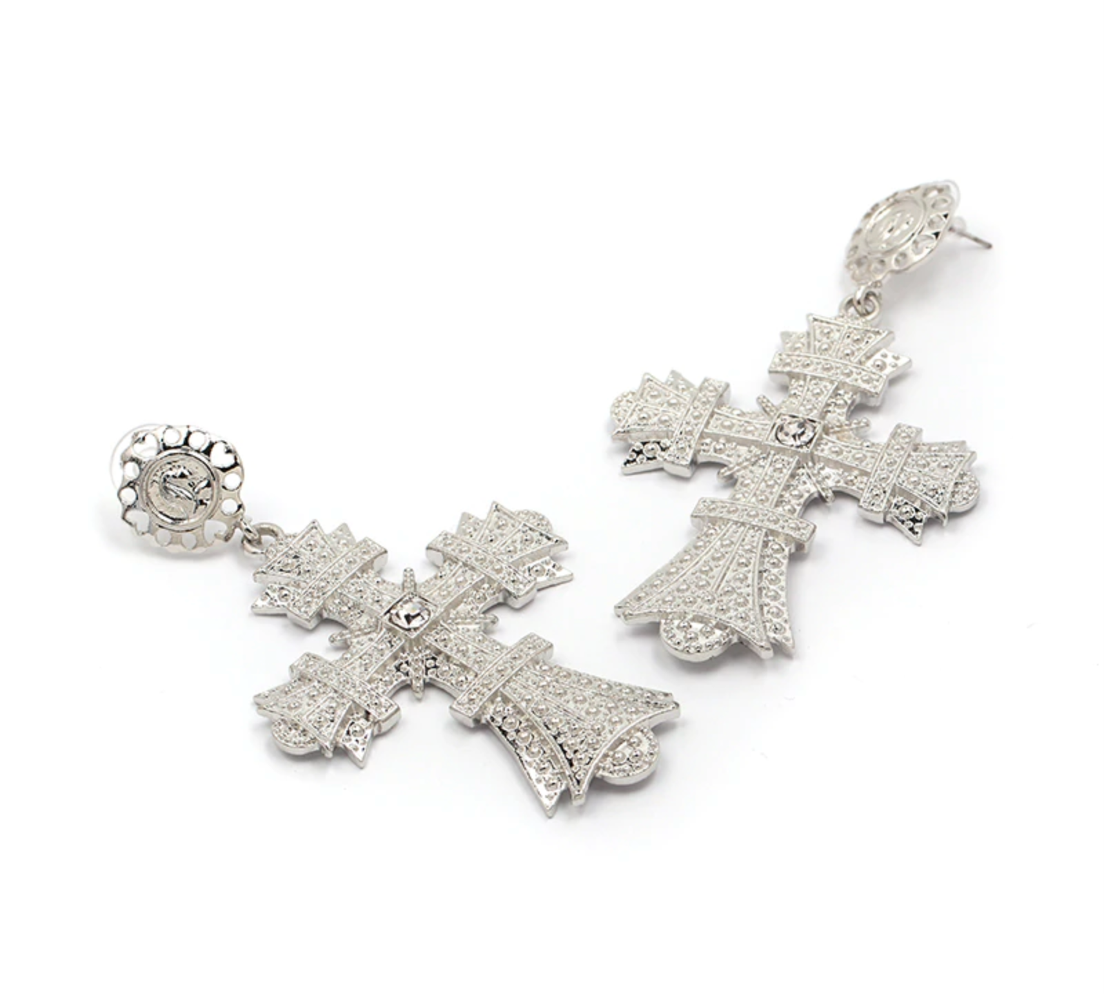 silver cross earrings