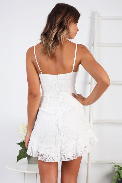 white floral lace mini dress